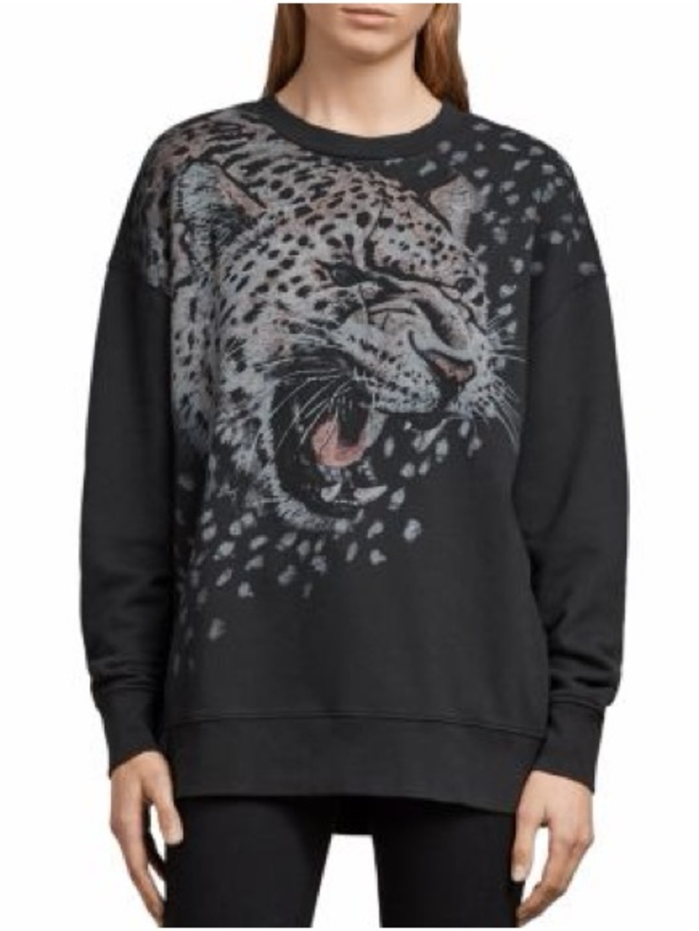 All Saints Sabre Joy Black Crewneck Graphic Sweatshirt Size Small